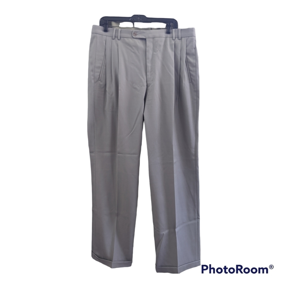VTG Alan Stuart pale gray wool slacks 37" waist 34" inseam EUC